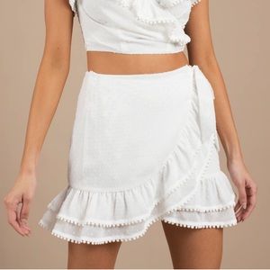 Morgan ruffle wrap skirt in white